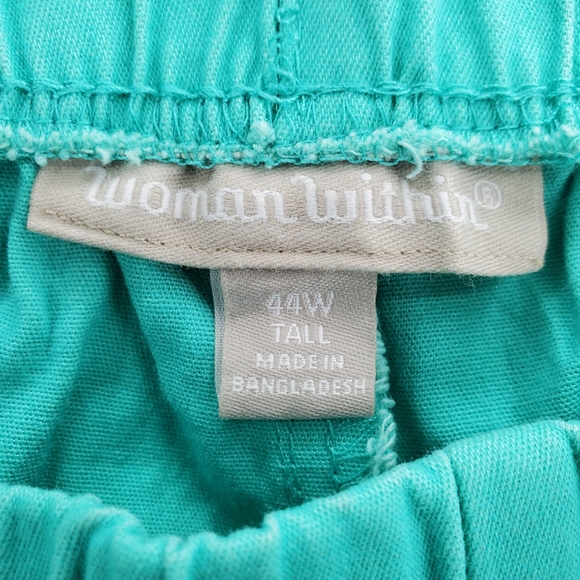Woman Within Pants Elastic Waist Womens Plus Size Tall Pockets Teal Blue - Picture 3 of 11